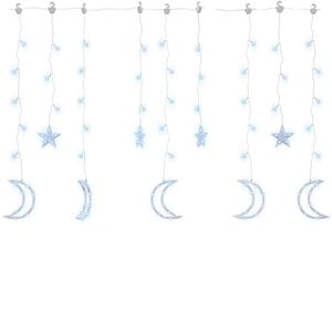 vidaXL Lichterketten Stern und Mond Fernbedienung 138 LEDs Kaltwei&szlig;