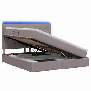 vidaXL LED-Speicherbett mit Matratze Taupe 140 x 200 cm Stoff
