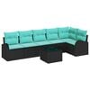 vidaXL Gartensofa-set 7 stk. Schwarz und T&uuml;rkis Poly-Rattan