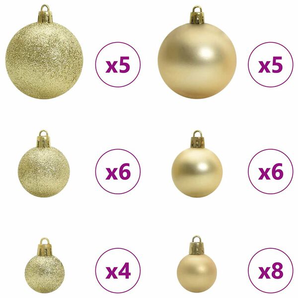 vidaXL Weihnachtskugel-Set mit 150 LEDs 61 pcs Gold Kunststoff