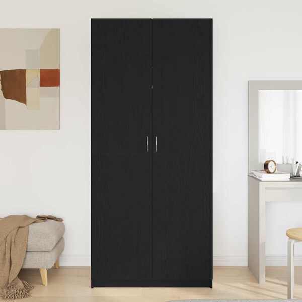 vidaXL Kleiderschrank mit T&uuml;r Schwarz Eichen-Optik 90 x 52 x 200 cm