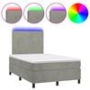 vidaXL Boxspringbett mit Matratze & LED Hellgrau 120x190 cm Samt