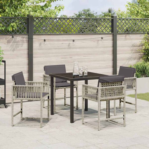 vidaXL Garten Essgruppe 5 pcs Hellgrau Poly-Rattan
