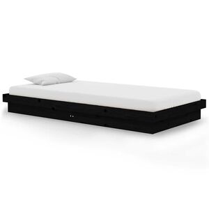 vidaXL Massivholzbett Schwarz 100x200 cm