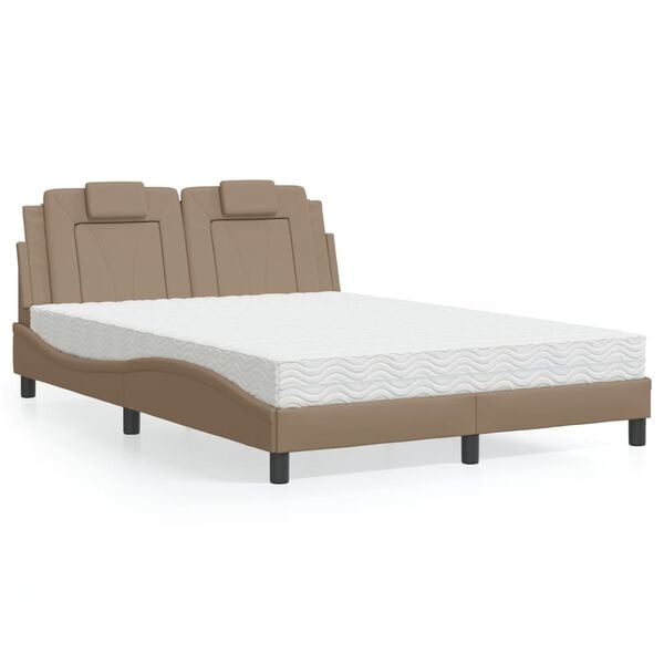 vidaXL Bett "Viana" mit Matratze Cappuccino-Braun 140x200 cm Kunstleder