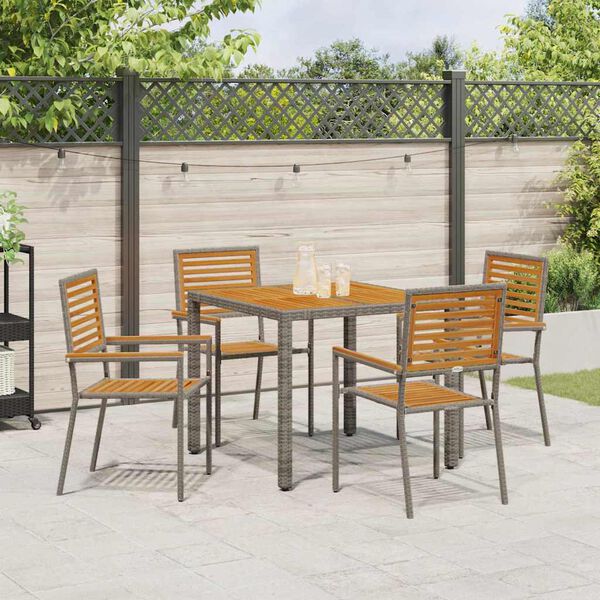 vidaXL Garten Essgruppe 5 pcs Grau und Braun Poly-Rattan