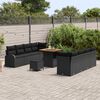 vidaXL Garten-Sofa-Set mit Kissen mit Speicher 11 pcs Schwarz