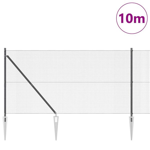 vidaXL Zaunpfosten Grau 10 x 1,4 m (12 x 12 mm Maschen) Stahl und PVC