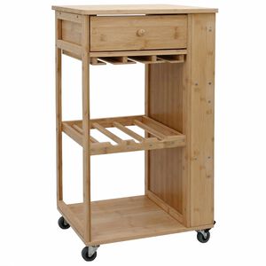 vidaXL K&uuml;chenwagen mit R&auml;dern Natur 47,5 x 36 x 83 cm Bambus