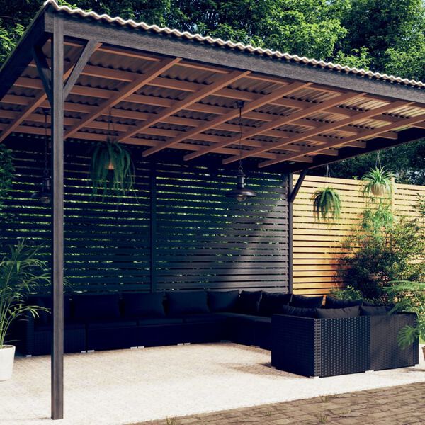 vidaXL 10-tlg. Garten-Lounge-Set mit Kissen Poly Rattan Schwarz