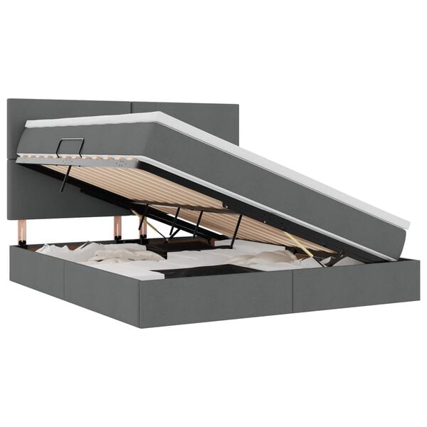 vidaXL Aufbewahrungsbett mit Matratze Dunkelgrau 180 x 200 cm