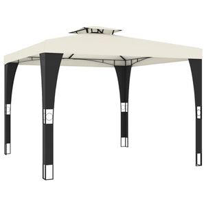 vidaXL Pavillon mit Doppeldach Creme 2,98x2,98 m Stahl