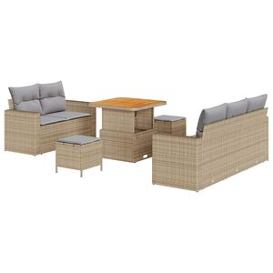 vidaXL Garten-Sofa-Set mit Kissen 8 pcs Beige und Hellgrau