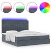 vidaXL Ottoman-Bett mit Matratzen & LEDs Dunkelgrau 200x200 cm Samt