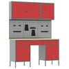 vidaXL Werkbank mit Schubladen 10 pcs Rot Ingenieure Holz und Stahl