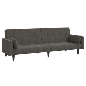 vidaXL Schlafsofa 2-Sitzer mit 2 Kissen Dunkelgrau Samt