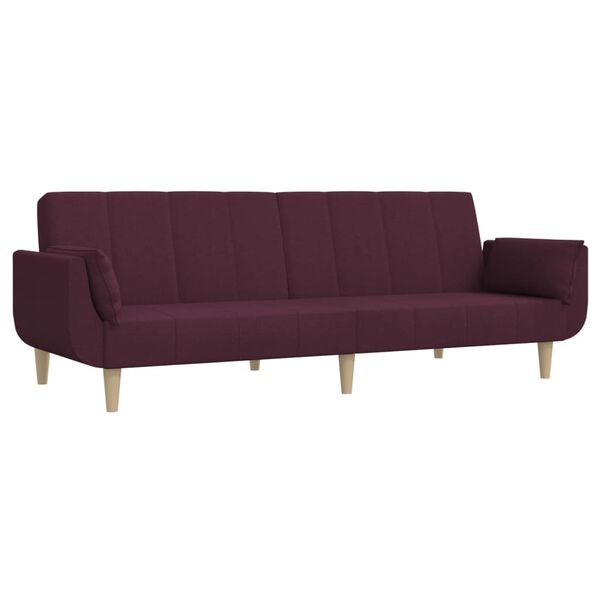 vidaXL Schlafsofa 2-Sitzer mit 2 Kissen Lila Stoff