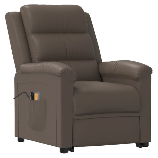 vidaXL Massagesessel mit Aufstehhilfe Grau Kunstleder