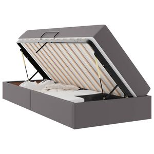 vidaXL Aufbewahrungsbett mit Matratze mit Speicher 2 stk. Grau Leder
