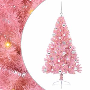 vidaXL K&uuml;nstlicher vorbeleuchteter Weihnachtsbaum Rosa 150 cm PVC