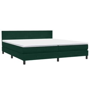 vidaXL Boxspringbett mit Matratze Dunkelgr&uuml;n 180x220 cm Samt
