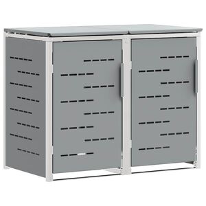vidaXL M&uuml;lltonnenbox for 2 Bins 240L Edelstahl Grau