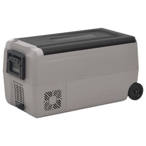 vidaXL K&uuml;hlbox mit Rollen und Griff Schwarz & Grau 50 L PP & PE