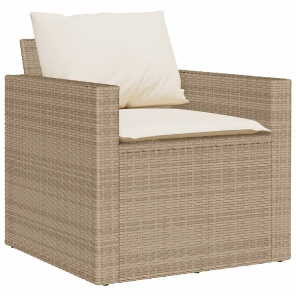 vidaXL 6-tlg. Garten-Sofagarnitur mit Kissen Beige Poly Rattan
