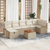 vidaXL Garten-Sofa-Set mit Kissen mit Speicher 8 pcs Beige Poly Rattan