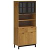 vidaXL Highboard mit Glast&uuml;ren FLAM 80x40x180 cm Massivholz Kiefer