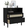 vidaXL Sideboard SENJA Rattan-Optik Schwarz 80x40x80 cm Kiefernholz