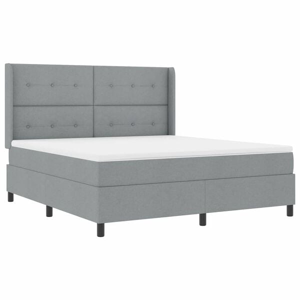 vidaXL Boxspringbett mit Matratze Hellgrau 180 x 200 cm Stoff