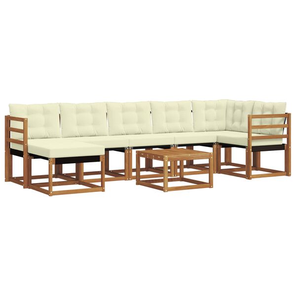 vidaXL Outdoor-Sofagarnitur mit Kissen 8 pcs Natur und Creme