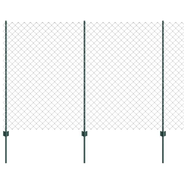 vidaXL Zaun mit Pfosten Gr&uuml;n 1.6 x 25 m Stahl und PVC