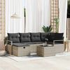 vidaXL Garten-Sofa-Set mit Kissen 7 pcs Hellgrau Poly Rattan