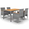 vidaXL 5-tlg. Garten-Essgruppe Poly Rattan Grau