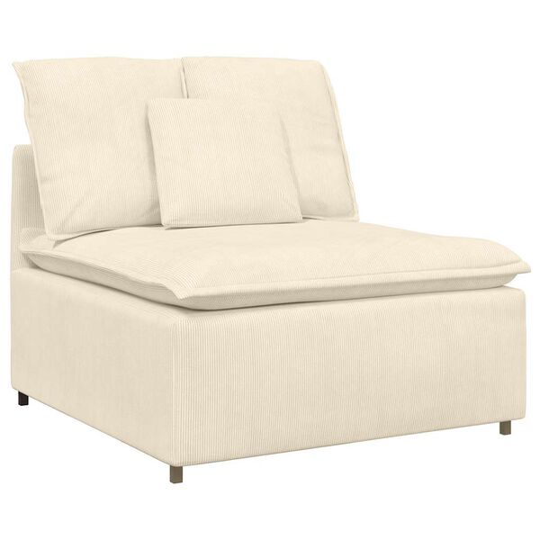 vidaXL Modulares Sofa Mittelmodul mit Kissen Creme 100 cm