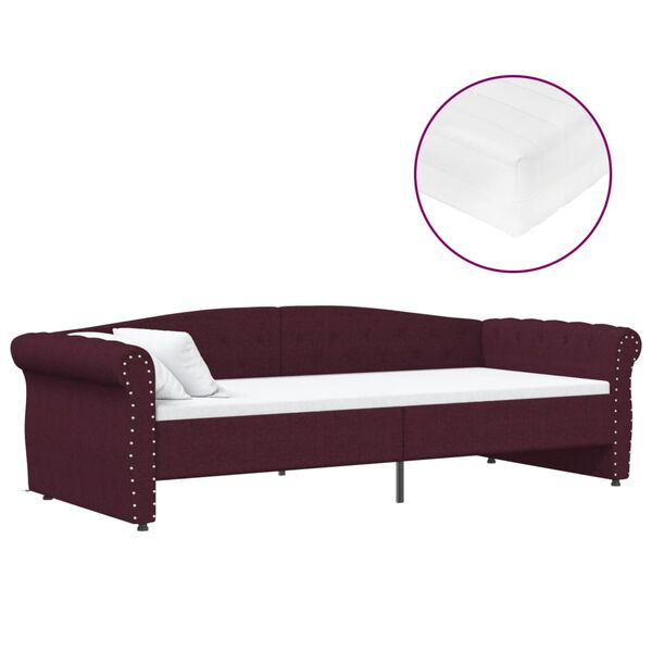 vidaXL Tagesbett mit Matratze USB Lila Stoff 90x200 cm