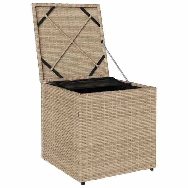 vidaXL Kissenbox mit Speicher Beige 50 x 50 x 50 cm Poly-Rattan