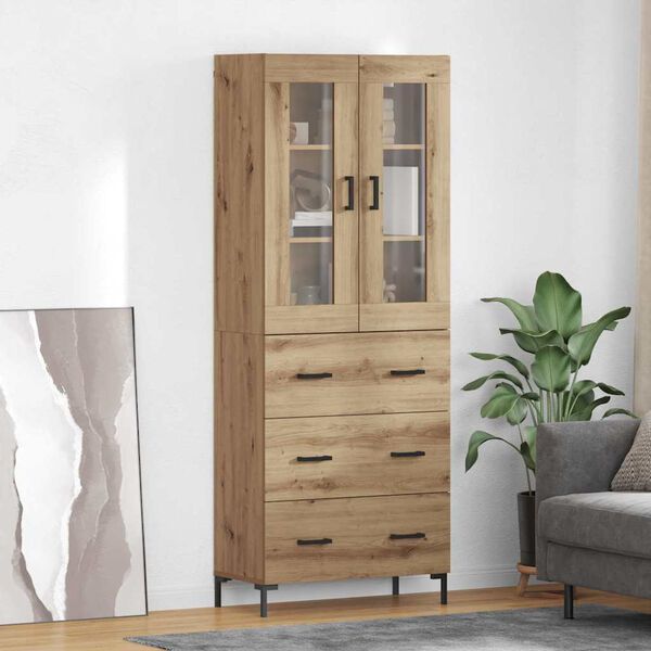 vidaXL Highboard mit Schubladen 2 pcs Artisan-Eiche Holzwerkstoff