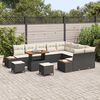 vidaXL Gartensofa-set mit Kissen 12 pcs Schwarz Poly Rattan