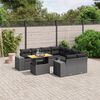 vidaXL 9-tlg. Garten-Sofagarnitur mit Kissen Schwarz Poly Rattan