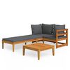 vidaXL 3-tlg. Garten-Lounge-Set mit Dunkelgrauen Kissen Massivholz Akazie