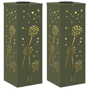 vidaXL Solar LED Weg Licht 2 pcs Olive Gr&uuml;n Kalt gewalzter Stahl