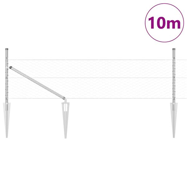 vidaXL Zaunpfosten Silber 10 x 0,4 m (36 mm Maschen) Stahl