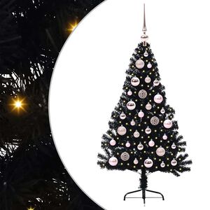 vidaXL K&uuml;nstlicher vorbeleuchteter Weihnachtsbaum Schwarz 120 cm PVC