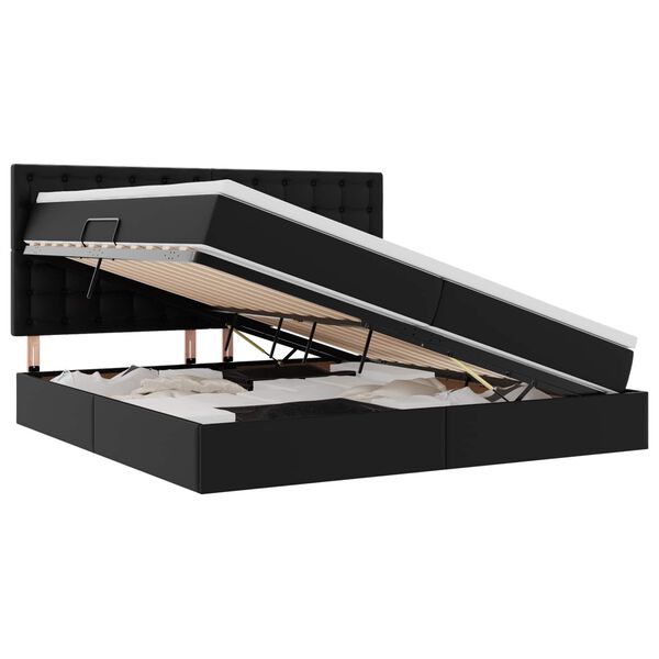 vidaXL Aufbewahrungsbett mit Matratze Schwarz 200 x 200 cm Kunstleder