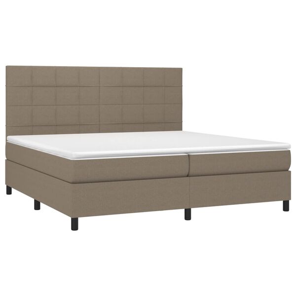 vidaXL Boxspringbett mit Matratze & LED Taupe 200x200 cm Stoff
