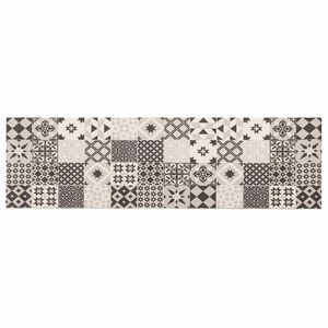vidaXL K&uuml;chen Teppich Graues Mosaik 150 x 45 cm 100% Polyamid Waschbar