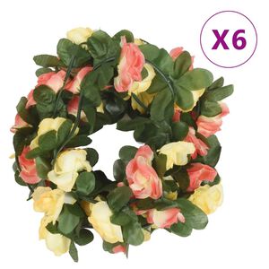 vidaXL Blumengirlanden Blumen 6 Stk. Fr&uuml;hlingsrosen 250 cm